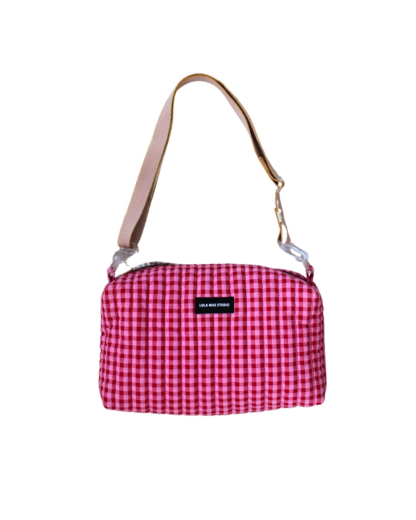 Bolso Bandolera Vichy Rojo y Rosa