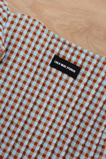 Chaleco Niña Vichy Marrón y Turquesa y Liberty Love Grandma