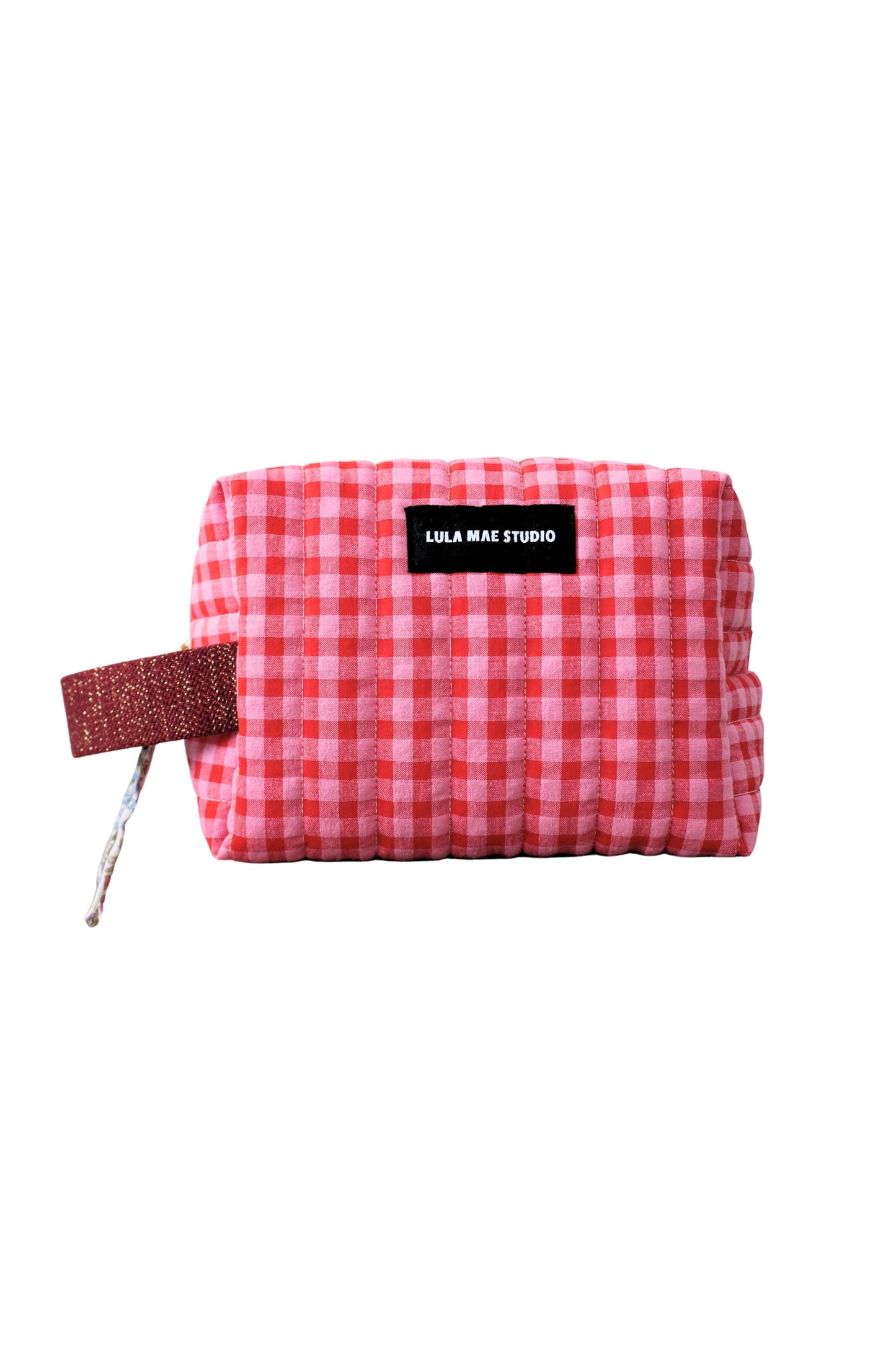 Neceser Cuadrado Vichy Rojo y Rosa