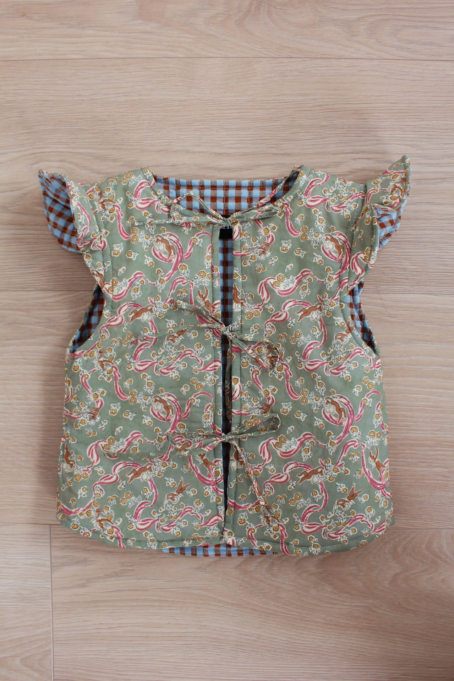 Chaleco Niña Vichy Marrón y Turquesa y Liberty Love Grandma