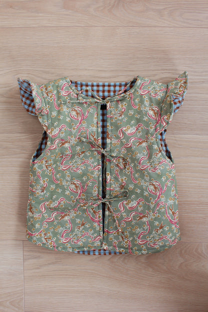 Chaleco Niña Vichy Marrón y Turquesa y Liberty Love Grandma