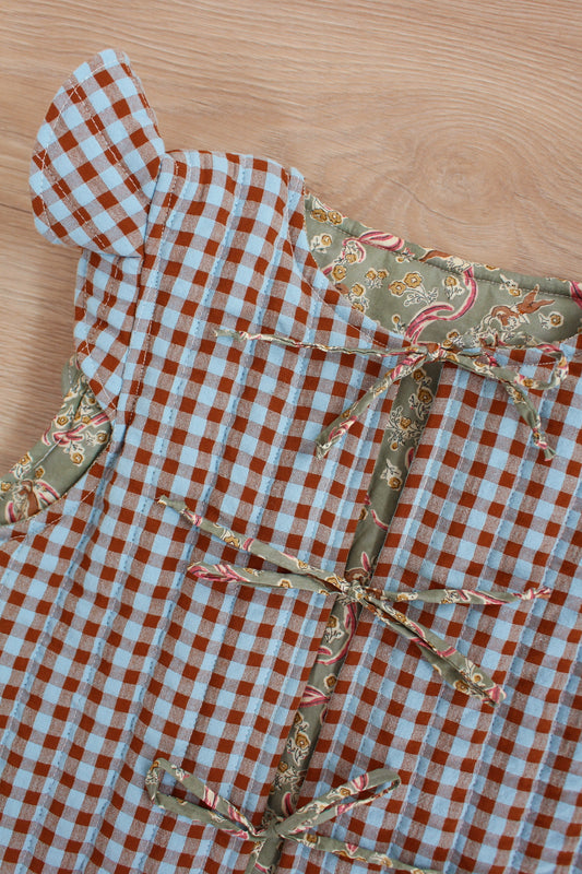 Chaleco Niña Vichy Marrón y Turquesa y Liberty Love Grandma