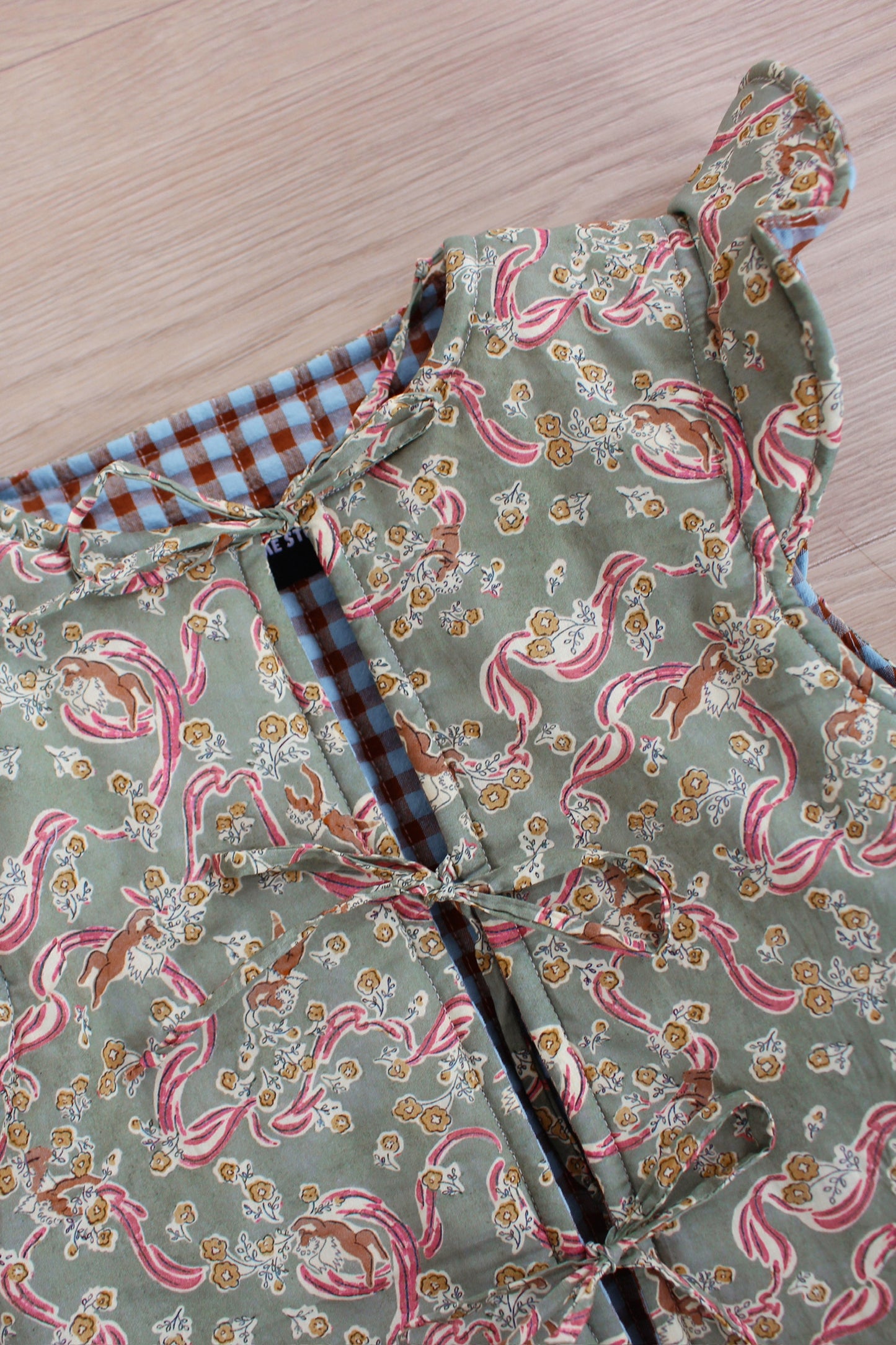 Chaleco Niña Vichy Marrón y Turquesa y Liberty Love Grandma