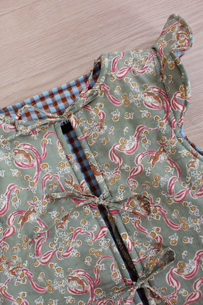 Chaleco Niña Vichy Marrón y Turquesa y Liberty Love Grandma