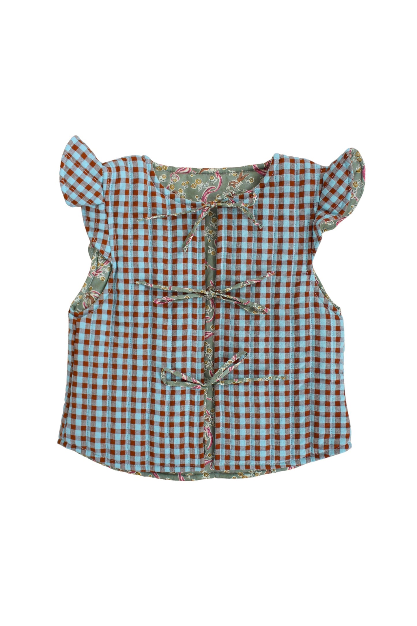 Chaleco Niña Vichy Marrón y Turquesa y Liberty Love Grandma