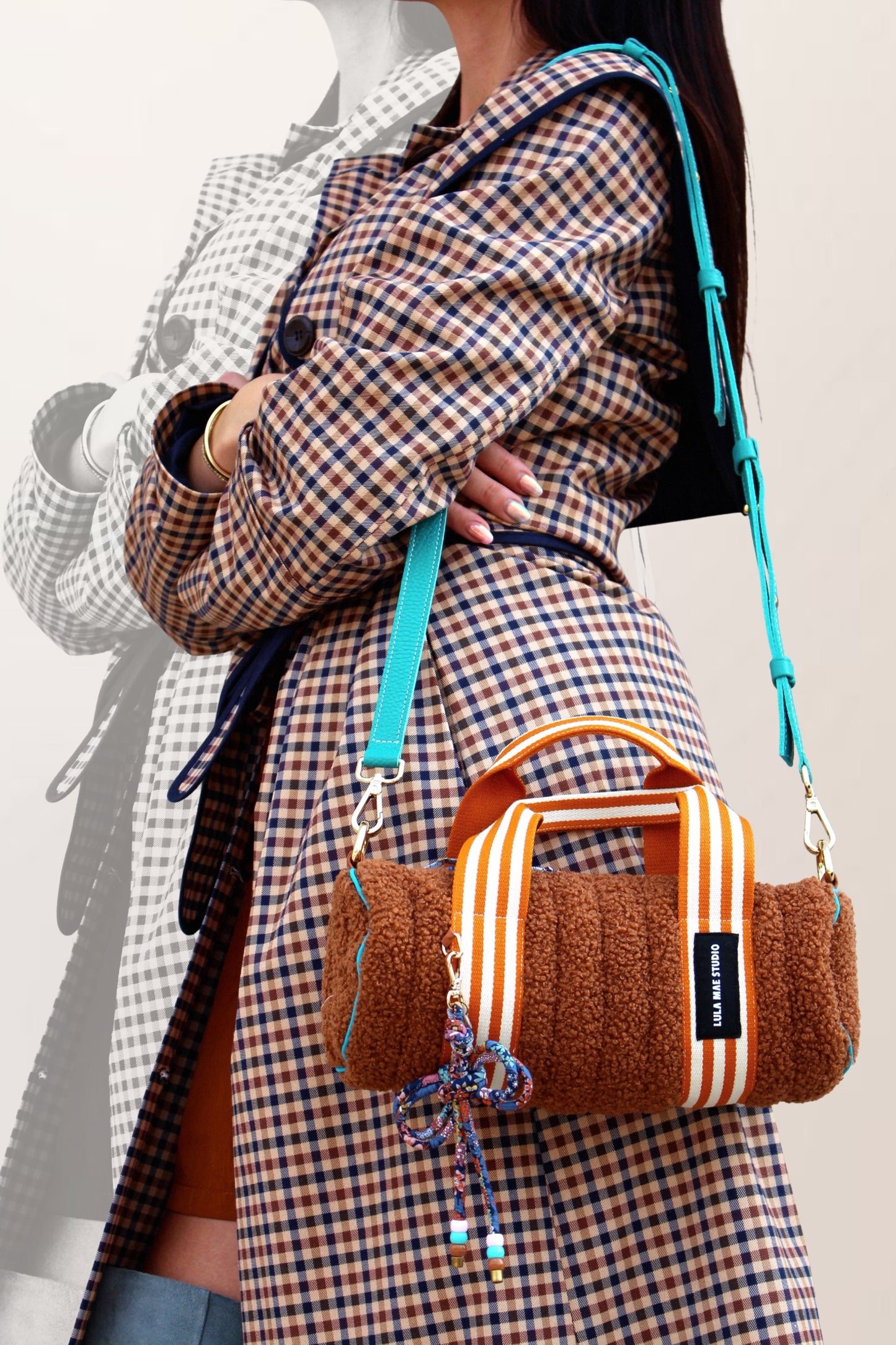 Correa Bandolera en piel Turquesa Multiposición