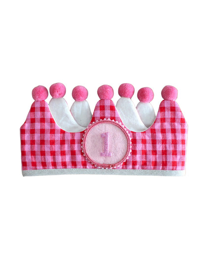 Corona Baby Vichy Rojo y Rosa