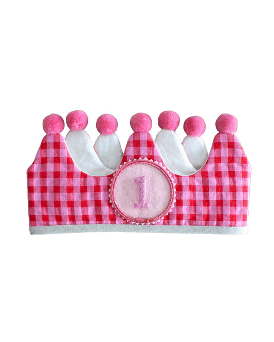 Corona Baby Vichy Rojo y Rosa