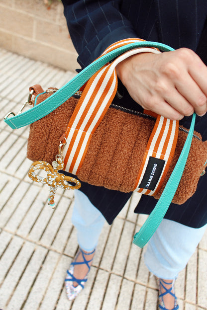 Correa Bandolera en piel Turquesa Multiposición