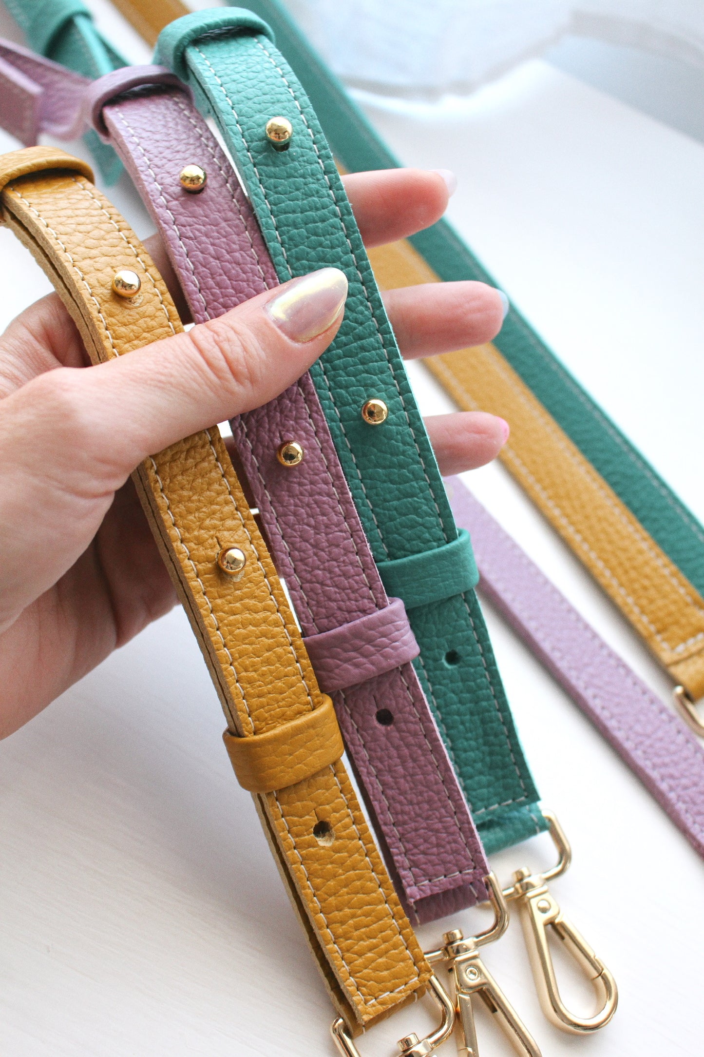 Correa Bandolera en piel Turquesa Multiposición