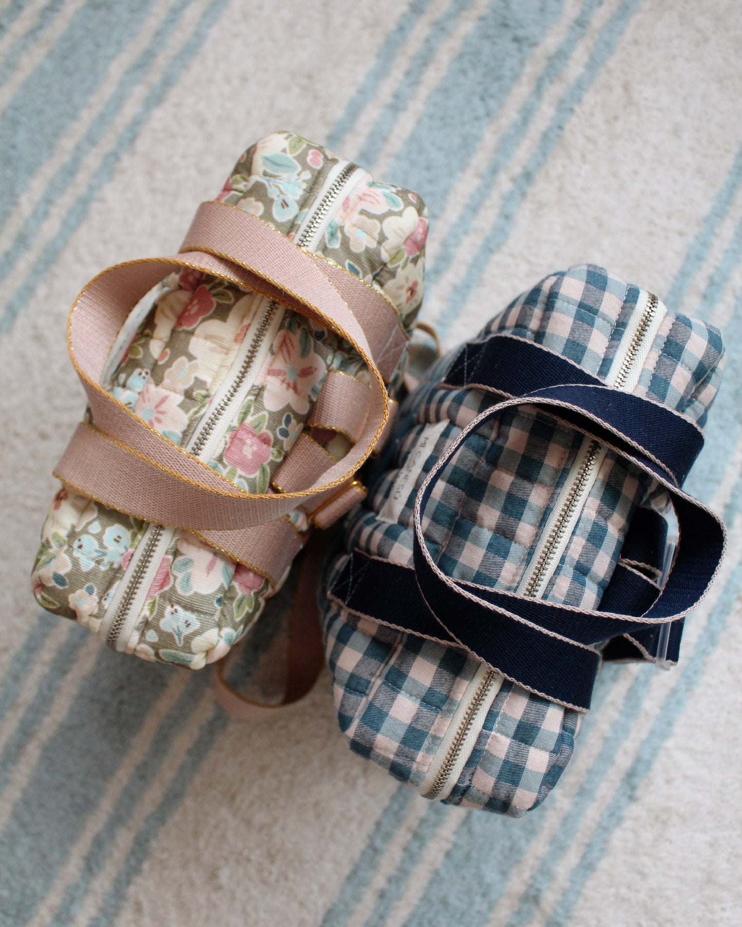 Mochila Pequeña Vichy Azul y Cosmos