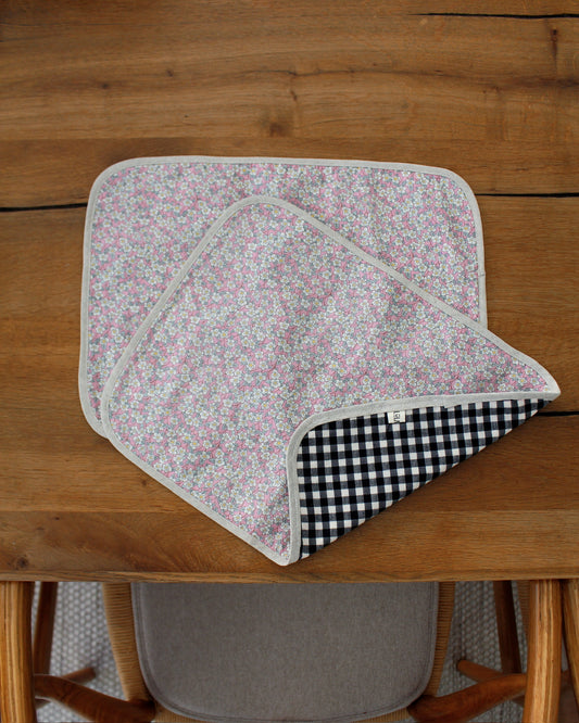 Pack individuales Liberty Ffion Rosa y Vichy Blanco/Negro