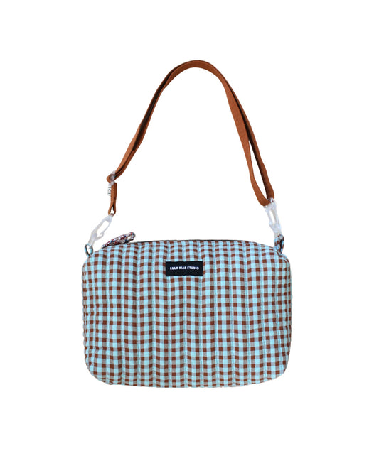 Bolso Bandolera Vichy Turquesa y Marrón